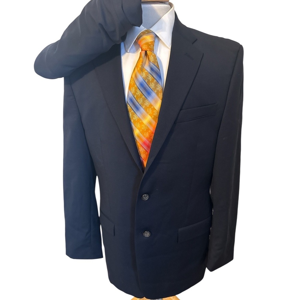 LRL Ralph Lauren Navy Blue 100% Wool 2 piece Suit Jacket 42L Pants 36 x 34